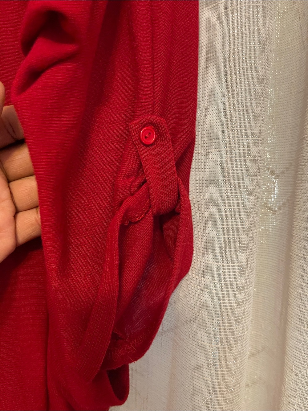 Women’s Open-Front Red Draped Cardigan - Picture 6 of 11